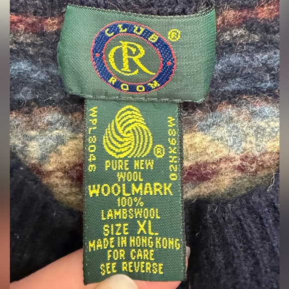 Vintage Club Room 100% Lambswool Fair Isle Sweater Men’s XL Made in Hong Kong - Picture 5 of 9